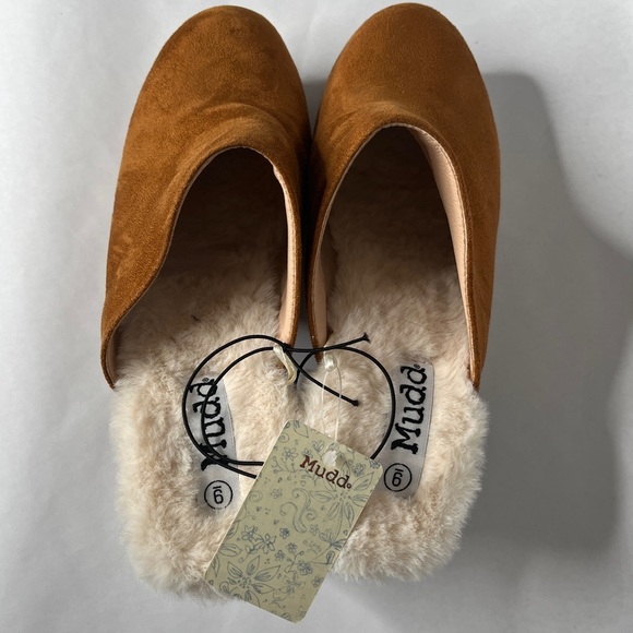 NWT Clog Faux Fur Lined Clog Heels Mule Slip On Mules Shoes Chunky Heel - Picture 5 of 7